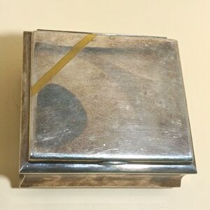 WMF Ikora Germany Silverplate Trinket Box w/ Wood Insert 4"x4"